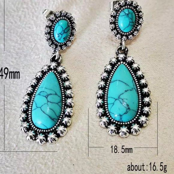 *SOLD OUT***Vintage Turquoise Drop Earrings - Picture 6 of 7